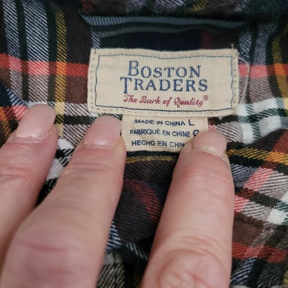 Boston Traders Flannel Shirt Women's Large Blue/Red/Yellow Plaid Button Down Top - Picture 4 of 7